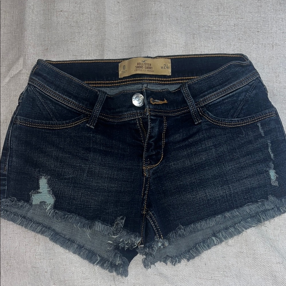 Hollister Black Jean Shorts Distressed Cut-Off Style